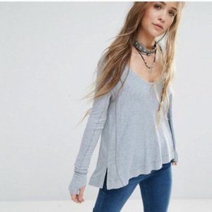Free People Gray Malibu Thermal Top Size M
